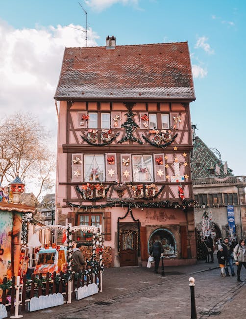 Maison à colombages de Colmar décorée pour Noël